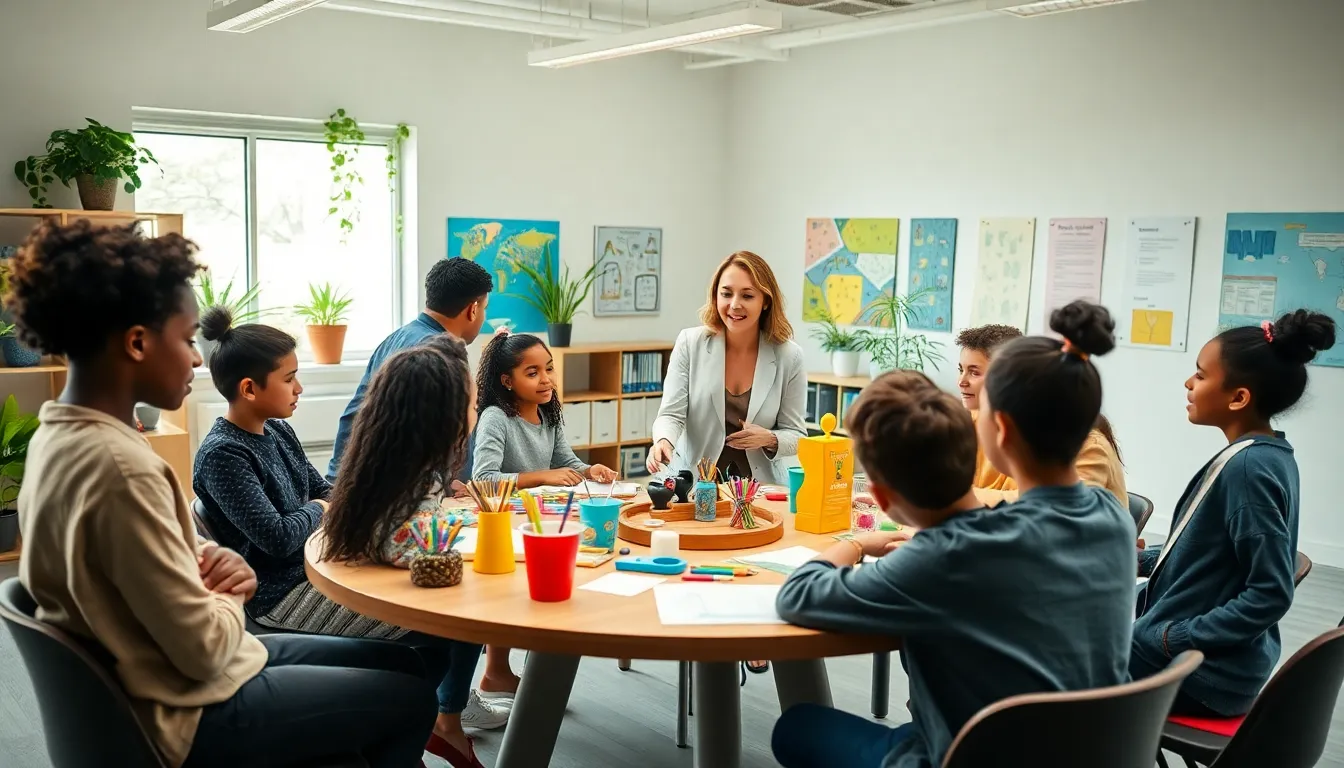 diverse students engaging in hands-on alternative education activities in a modern classroom.