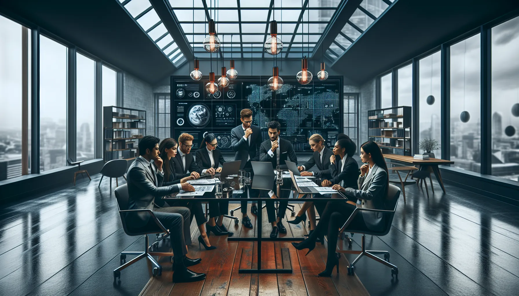 diverse professionals collaborating in a modern office.