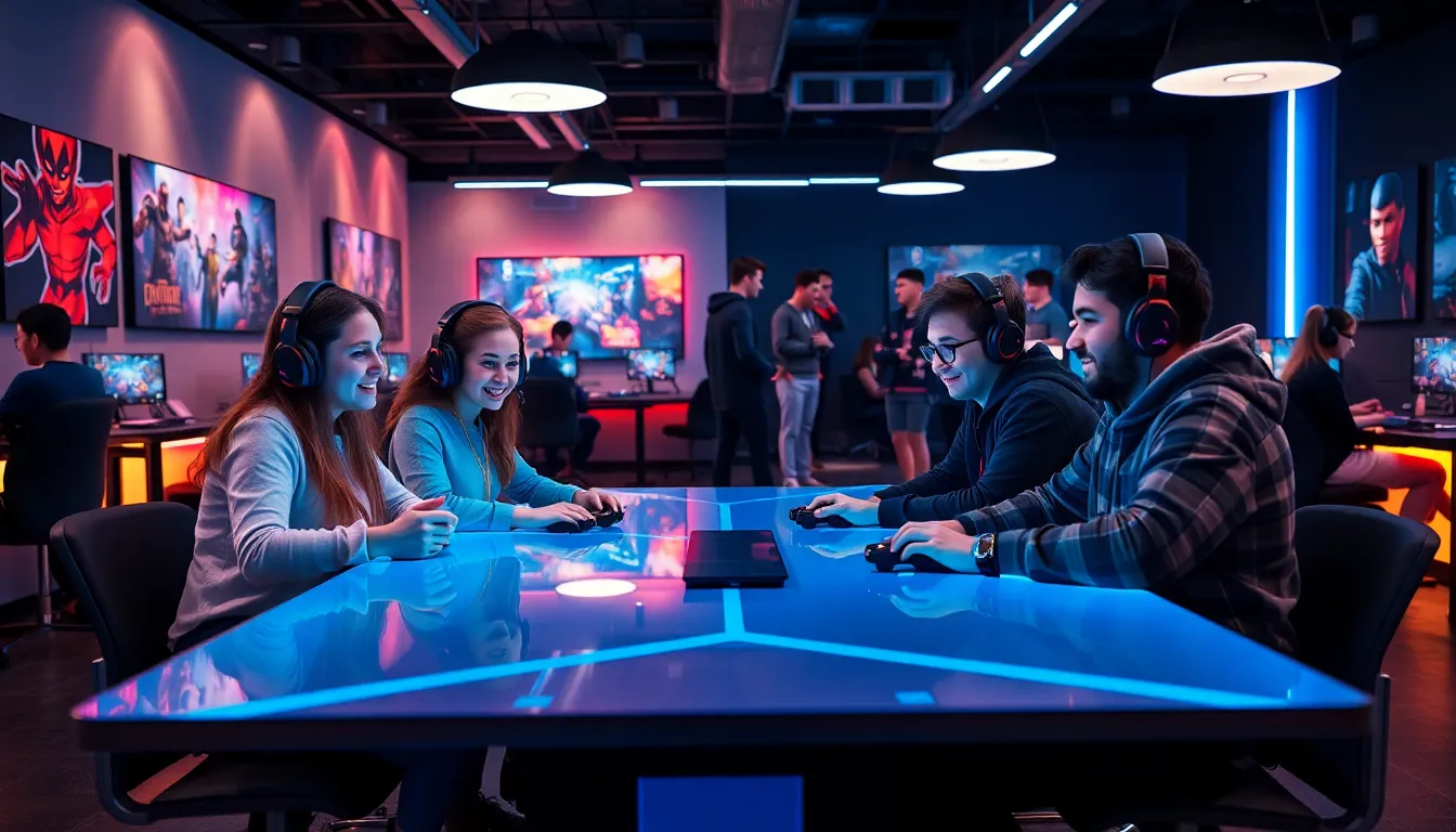 diverse gamers engaged in a collaborative gaming environment.