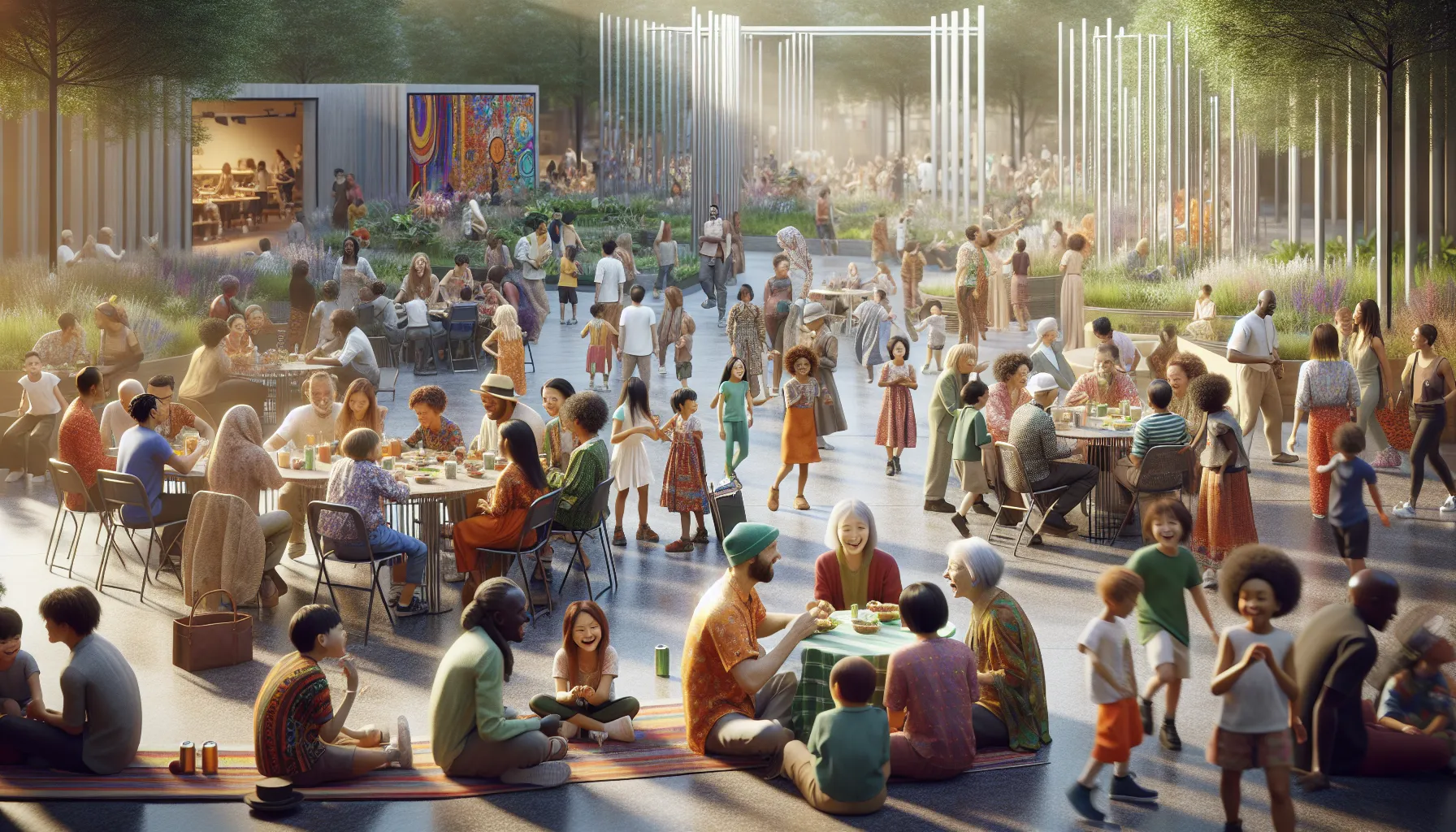 community gathering celebrating Qpibandee in a vibrant park.