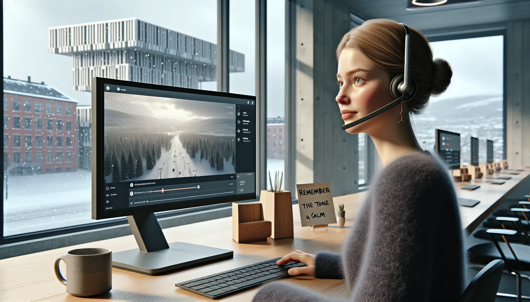 Hvordan ai kan forbedre kundeservice 2 Norwegian support agent uses ai tools with live chat and transcription.