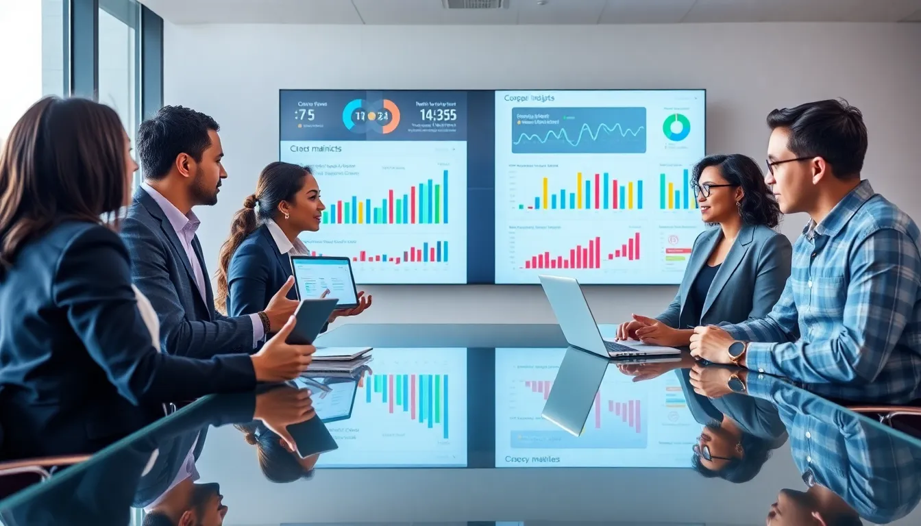 diverse professionals discussing industry insights in a modern office.