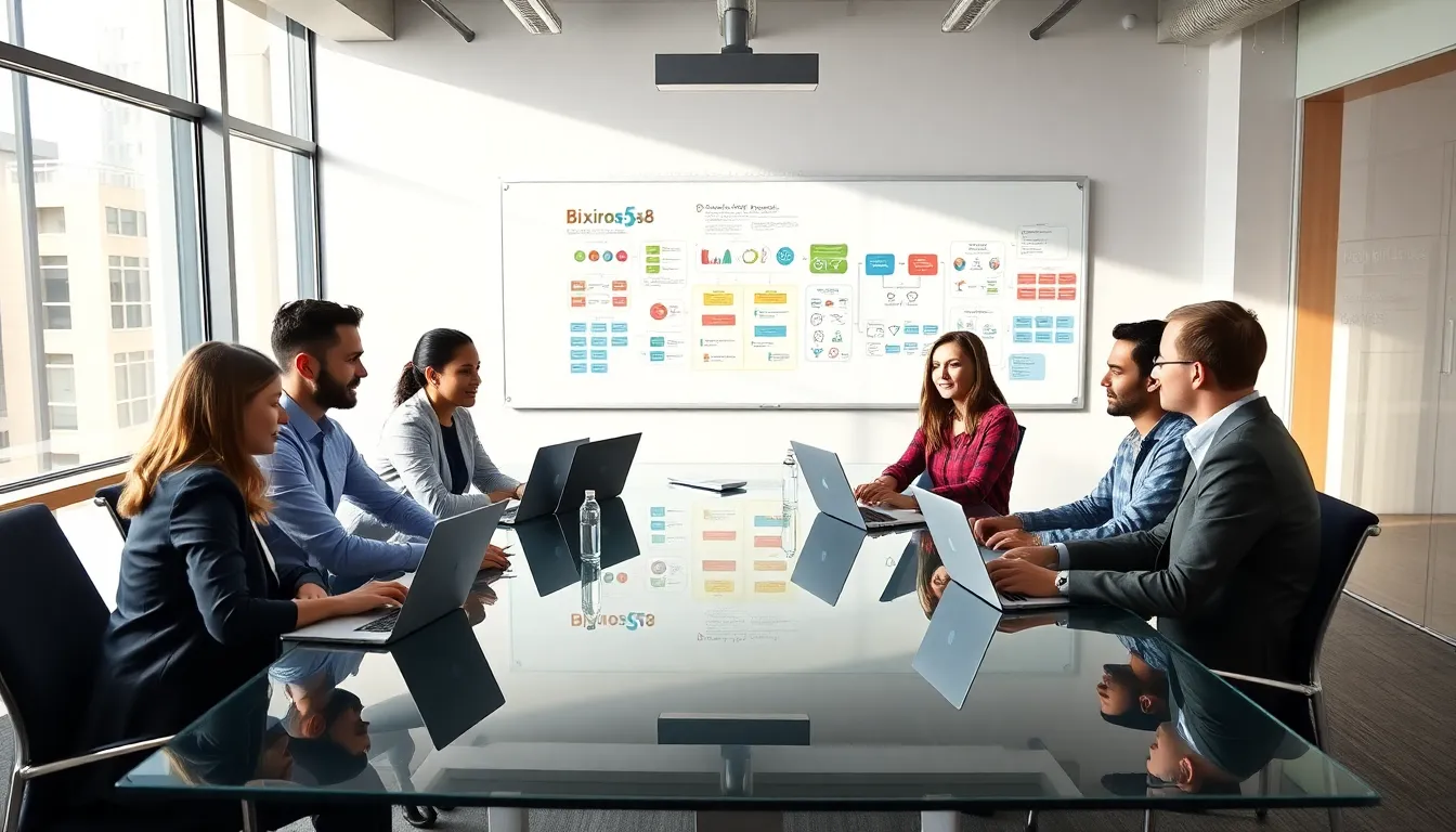 diverse team collaborating on software development in a modern office.