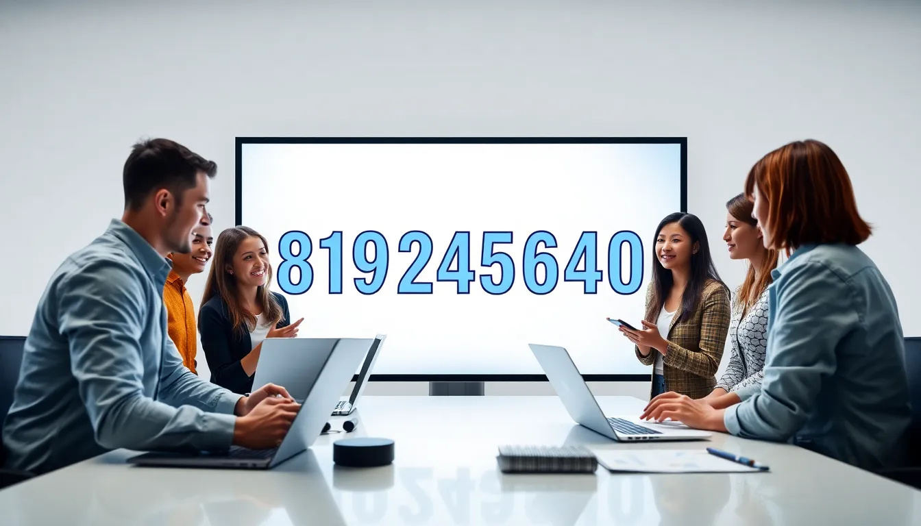 diverse team discussing significance of the number 8192436140 in a modern workspace.