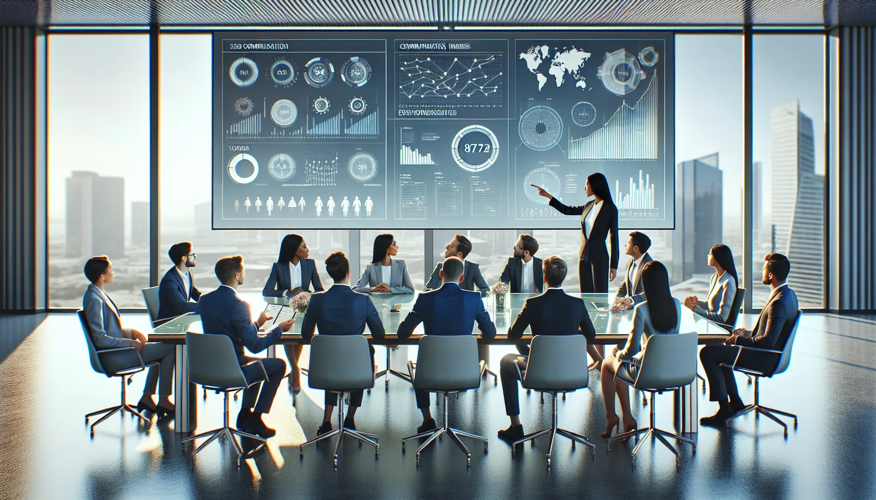 Diverse team discussing toll-free number communication in a modern office.