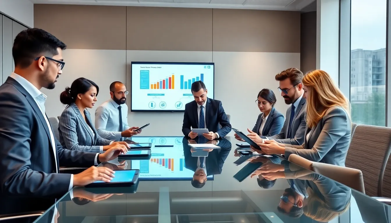 diverse team of transportation safety managers in a modern conference room.