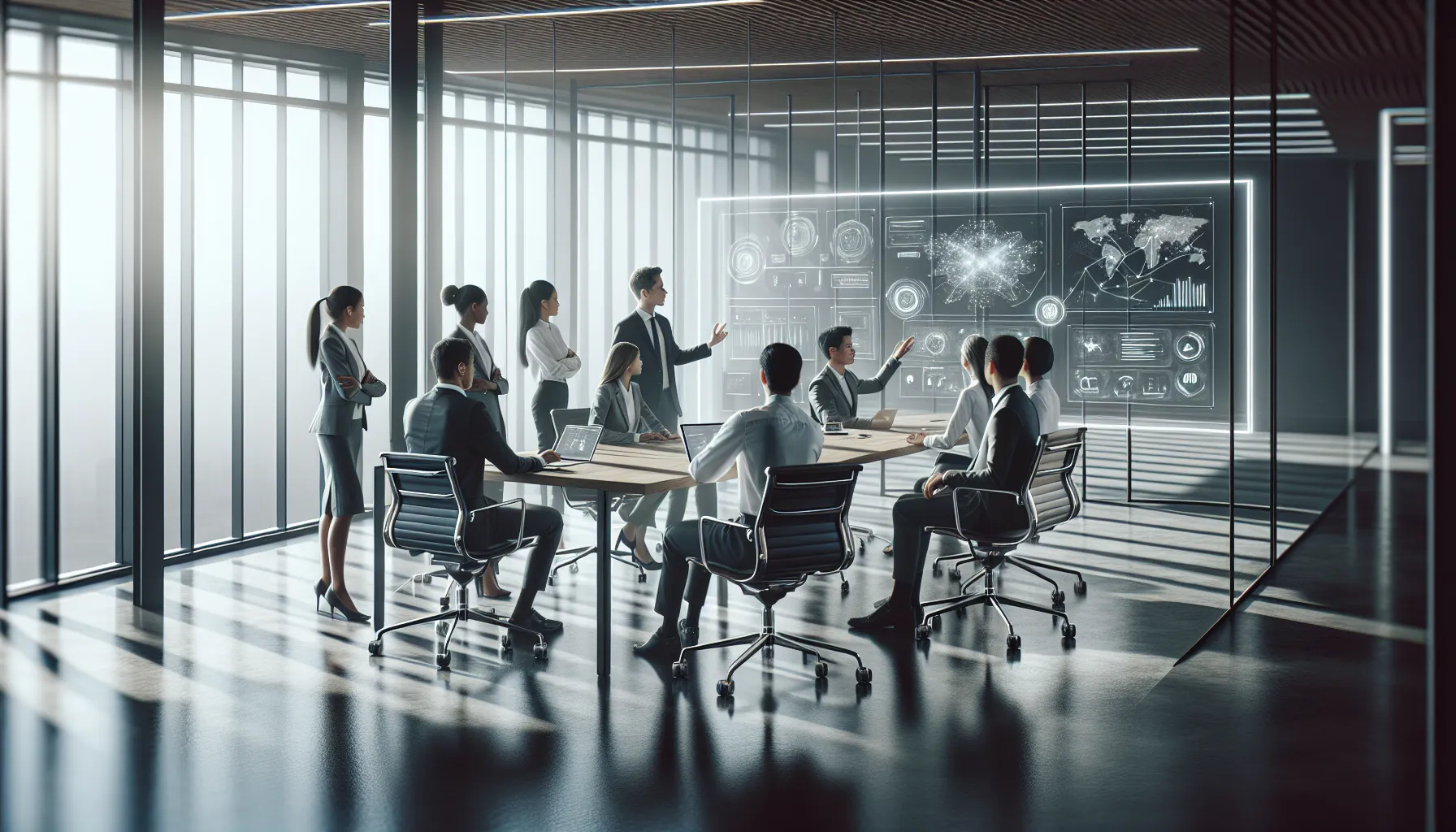 diverse team collaborating on the Brixx2407 platform in a modern office.