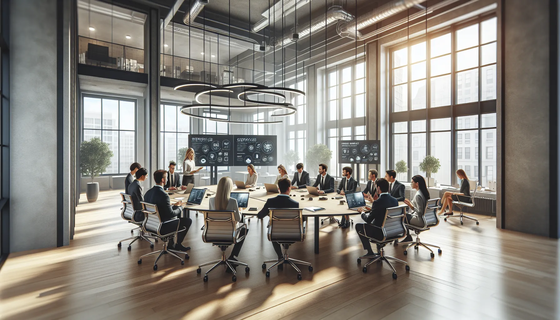 diverse team collaborating in a modern office setting at Techgroup21.