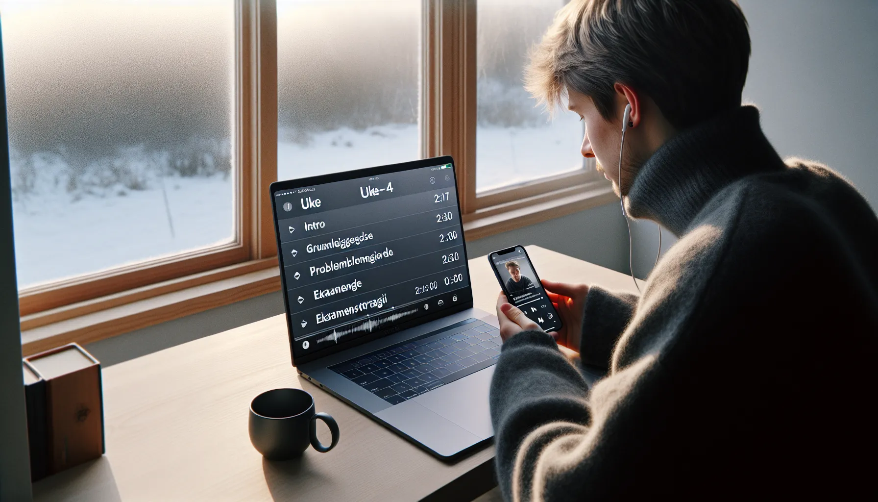 Student curates a norwegian podcast study playlist with clear weekly goals.