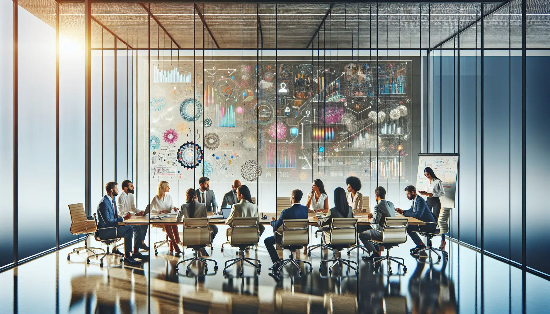 diverse team collaborating on innovative technology solutions in a modern office.