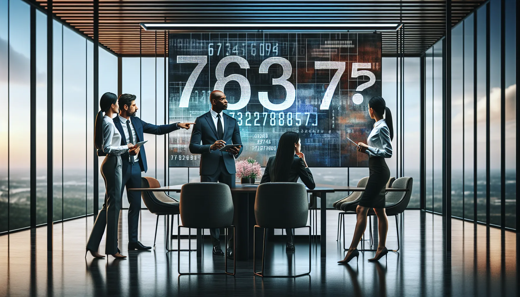 diverse team discussing number patterns in a modern office.