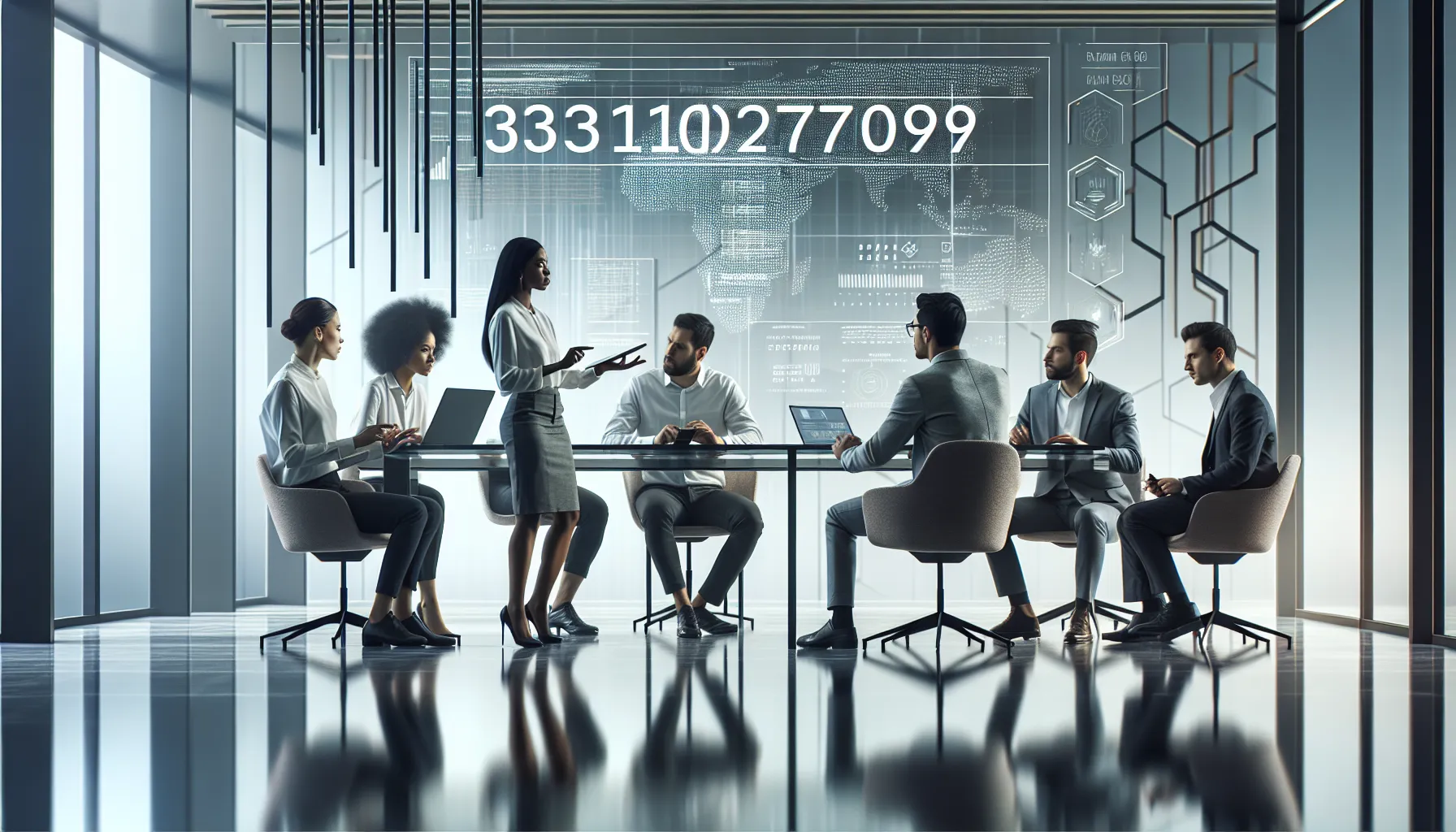 diverse team discussing data analytics in a modern office.