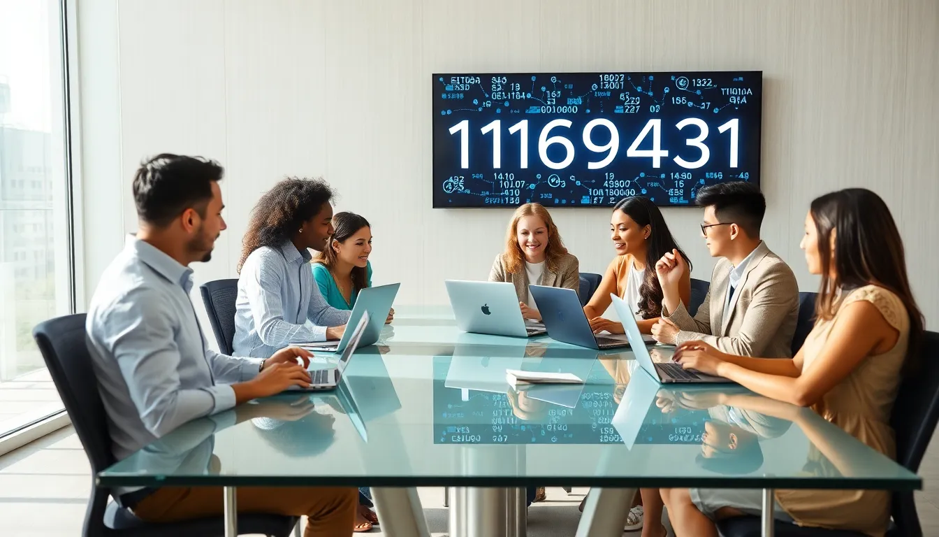 diverse team discussing the significance of numbers in a modern office.