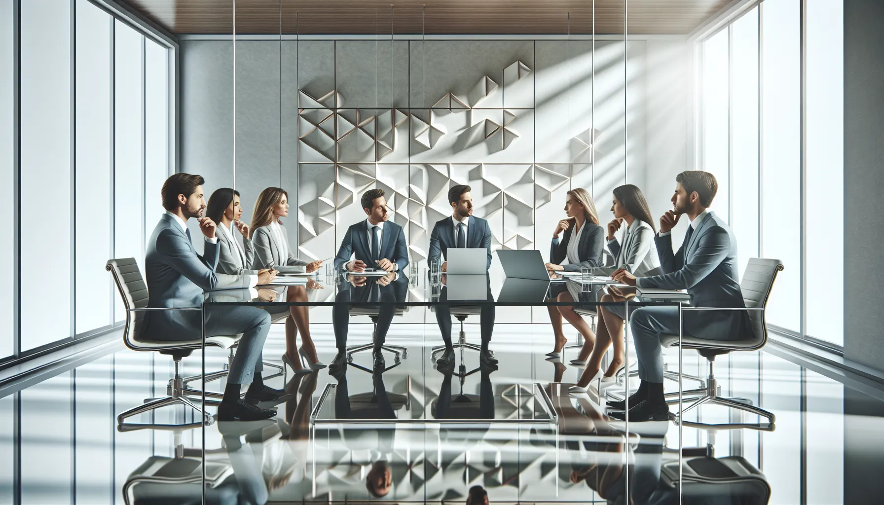diverse professionals collaborating in a modern office setting.