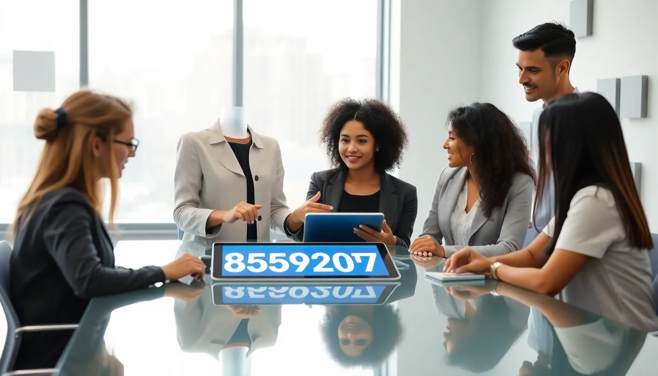 diverse professionals collaborating in a modern office on a number analysis.