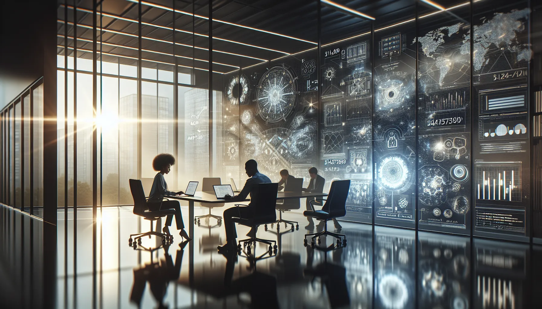 diverse team collaborating on digital solutions in a modern office.