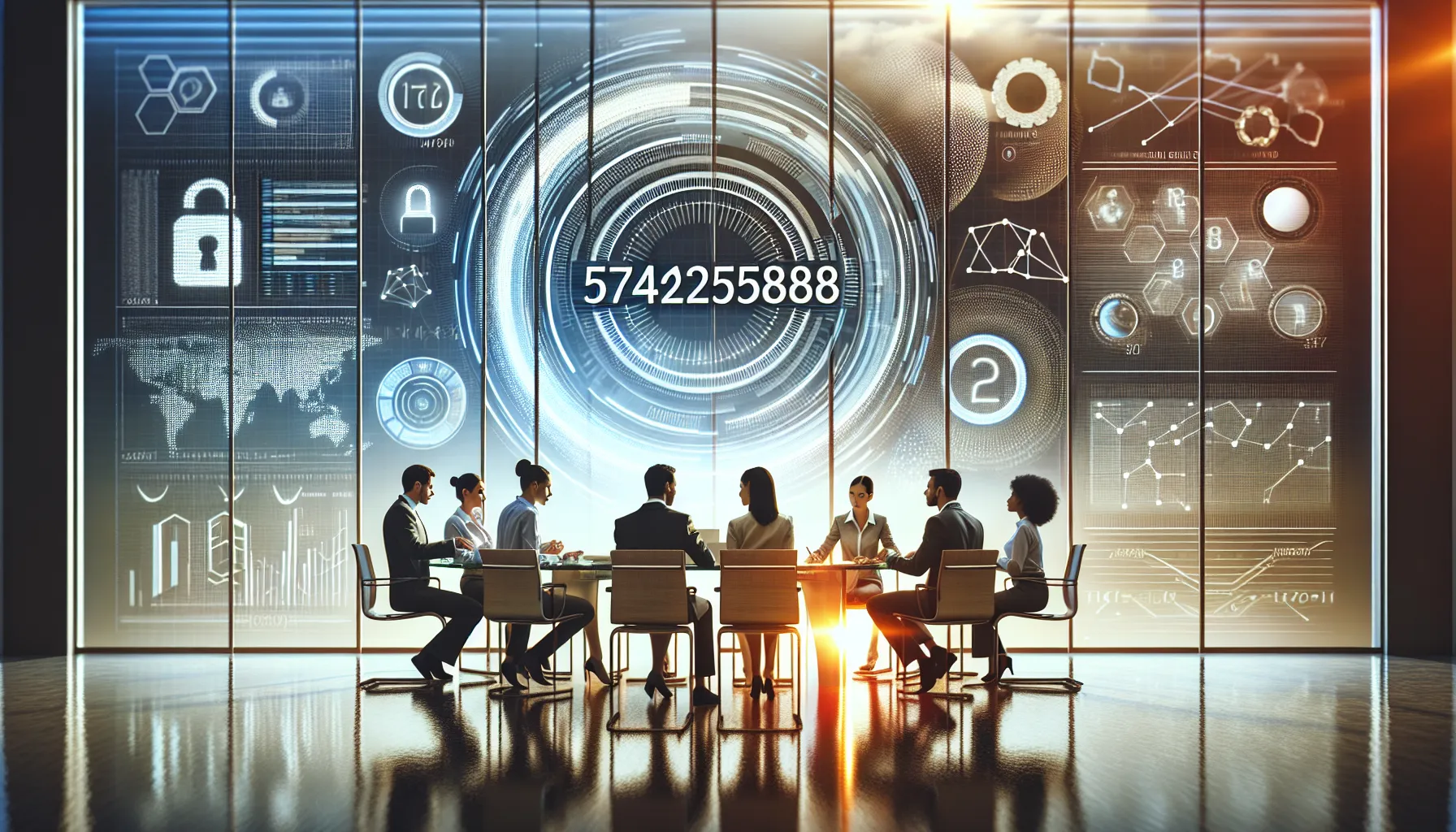 digital interface showcasing the number 5742595888 and tech applications.