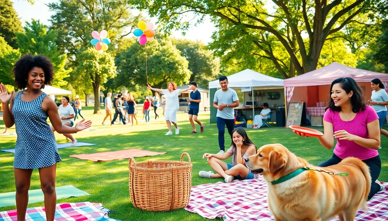 a diverse group enjoying a free outdoor event in a community park.