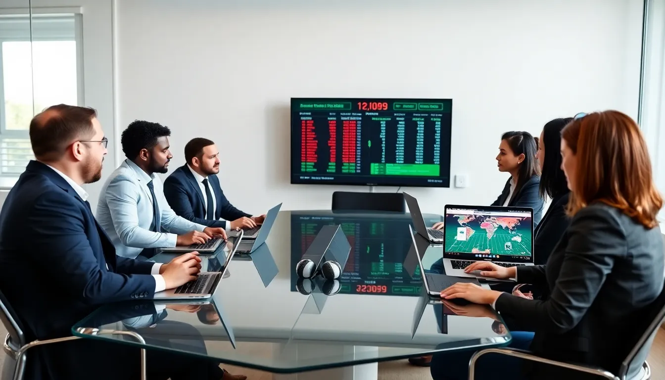 team discussing pay per head sportsbook strategies in a modern office.