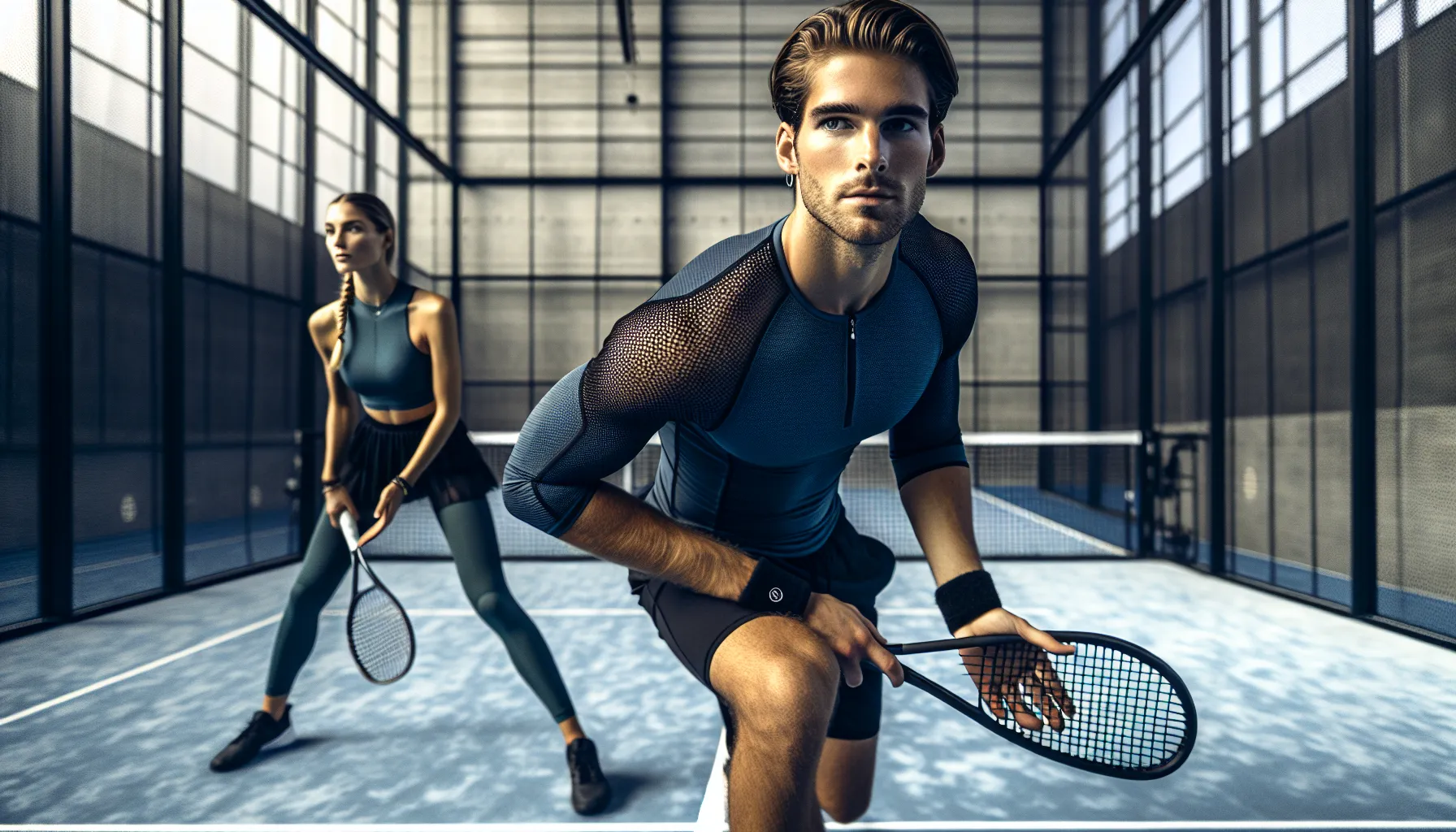 Padeltrening for viderekomne: hvordan ta spillet ditt til neste nivå 2 Norwegian padel doubles team using hand signals before a tactical serve.