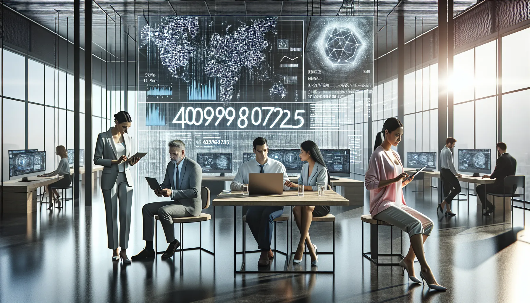 professionals analyzing data in a modern office setting.