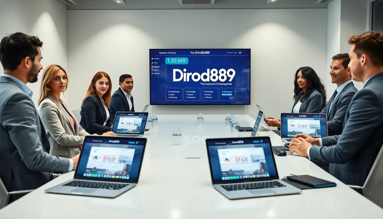 diverse team discussing the Drod889 platform in a modern office.