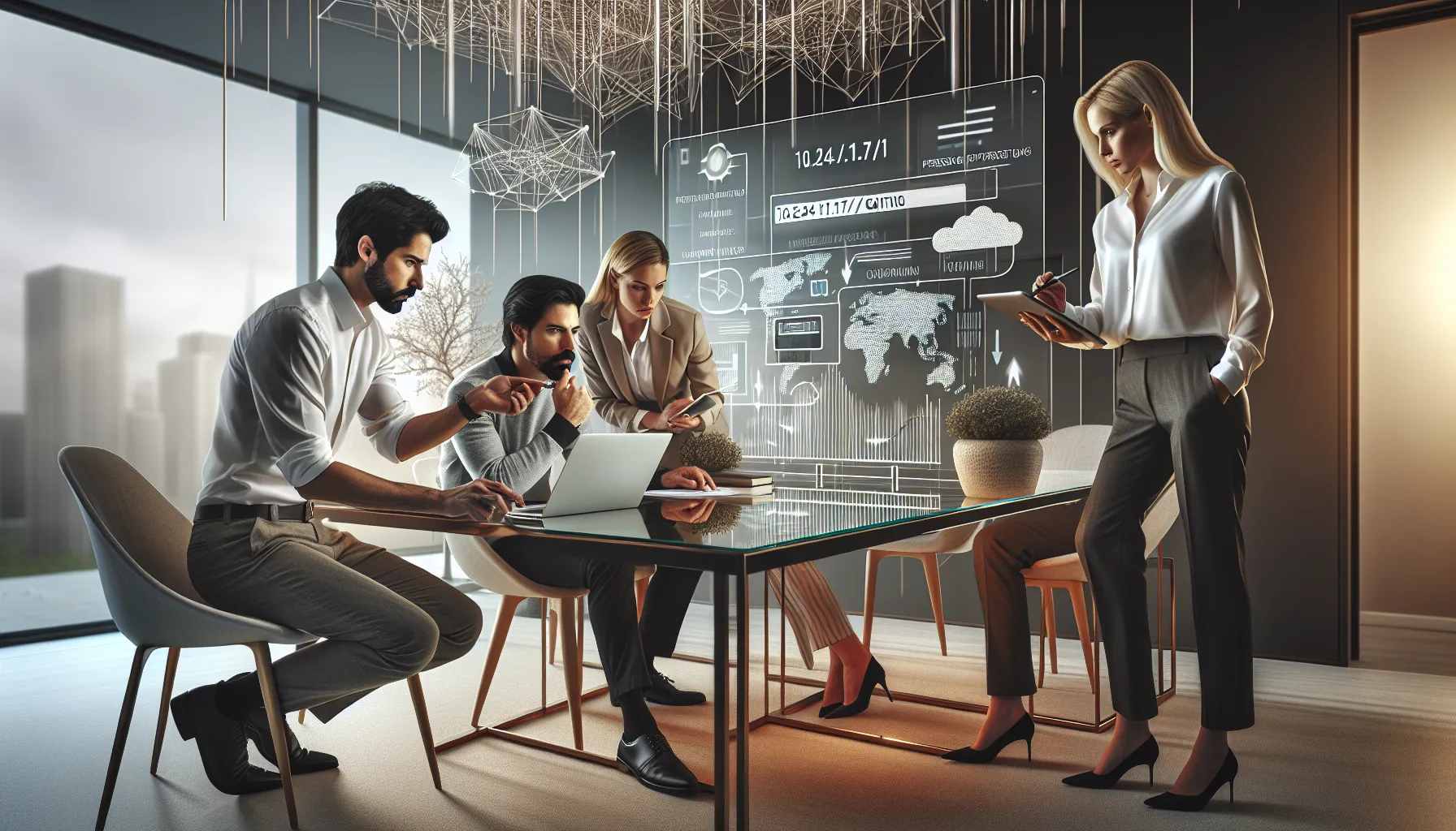 IT professionals troubleshooting network access issues in a modern office.