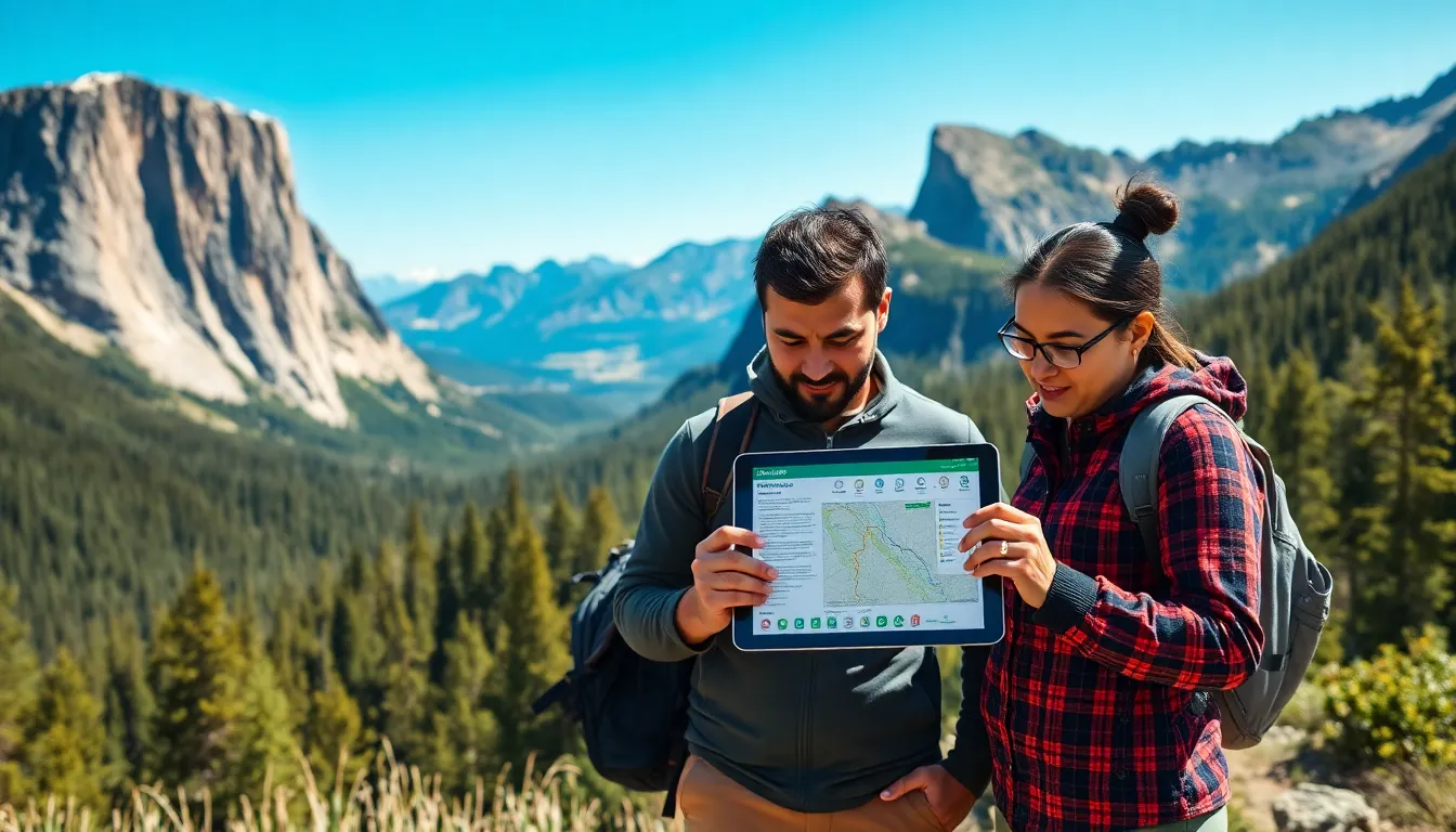 diverse group discussing drone regulations in a national park setting.