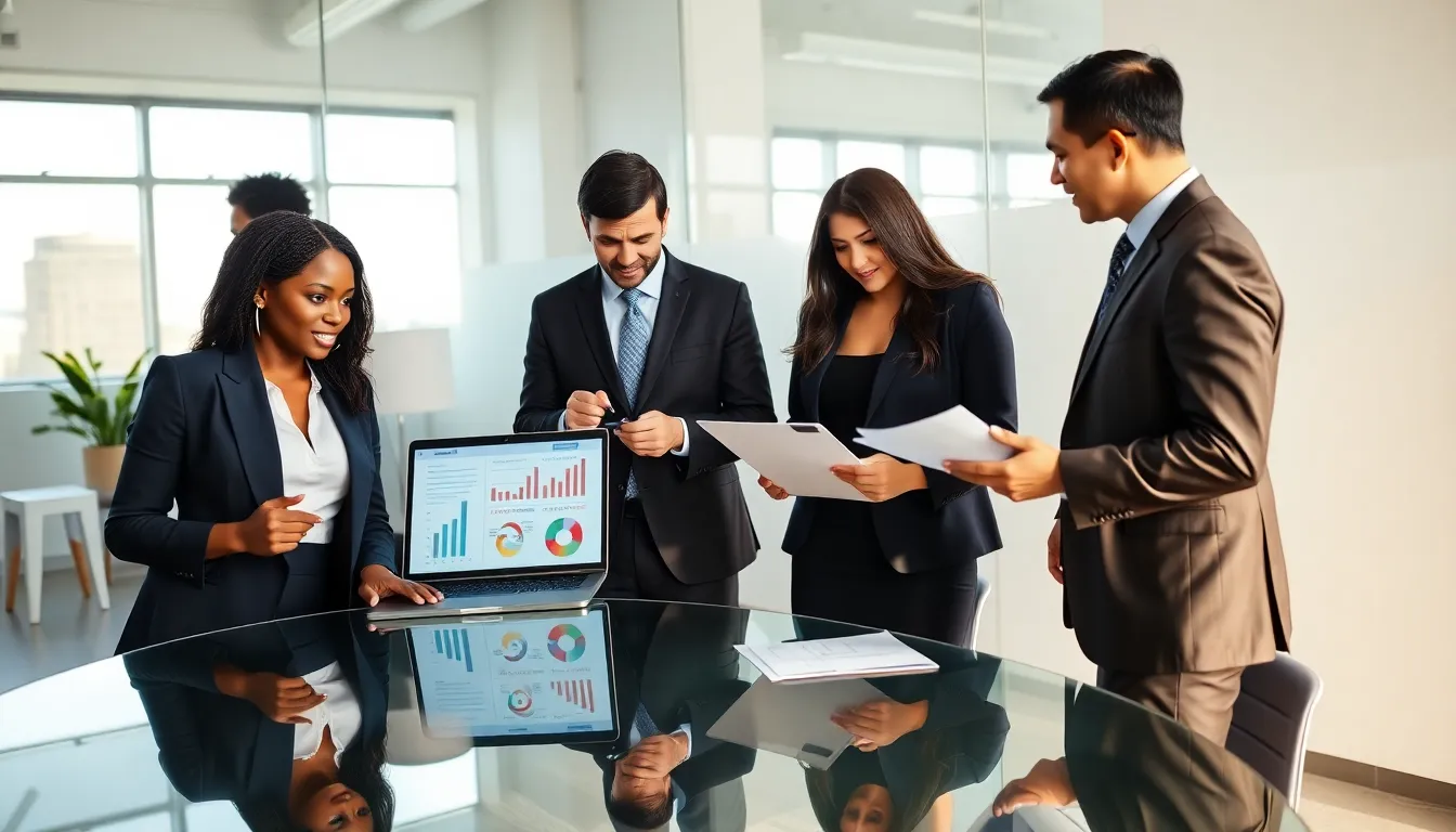 diverse team discussing tax optimization strategies in a modern office.