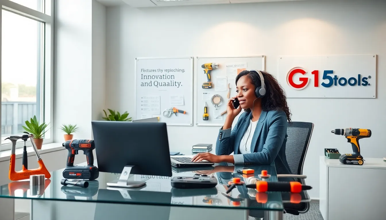 customer support professional discussing tools with a client.