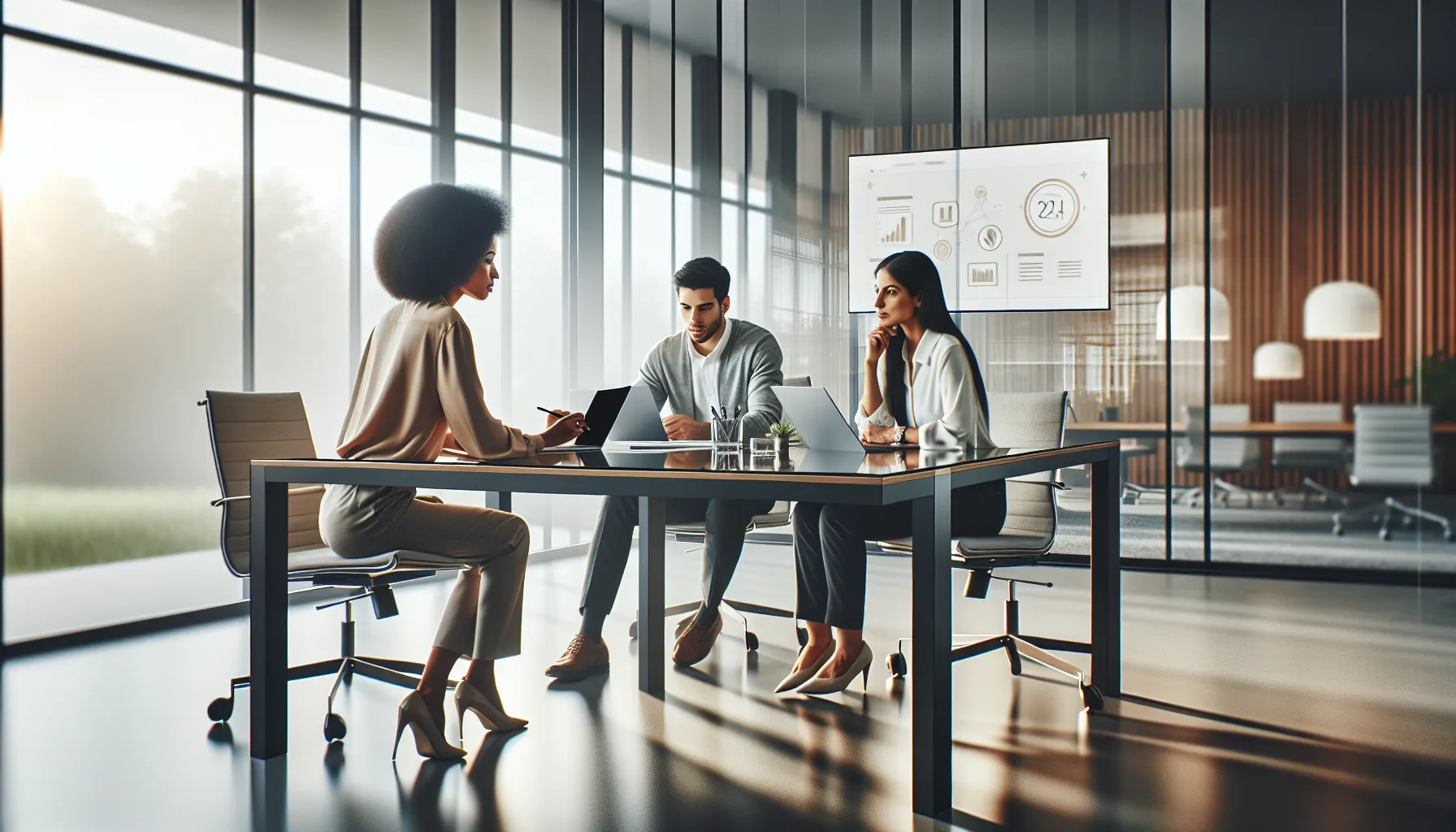diverse team collaborating in a modern office.