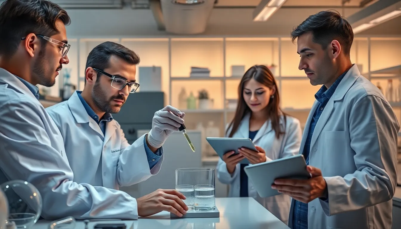 professionals in a modern lab demonstrating the use of dincloqoidlix.