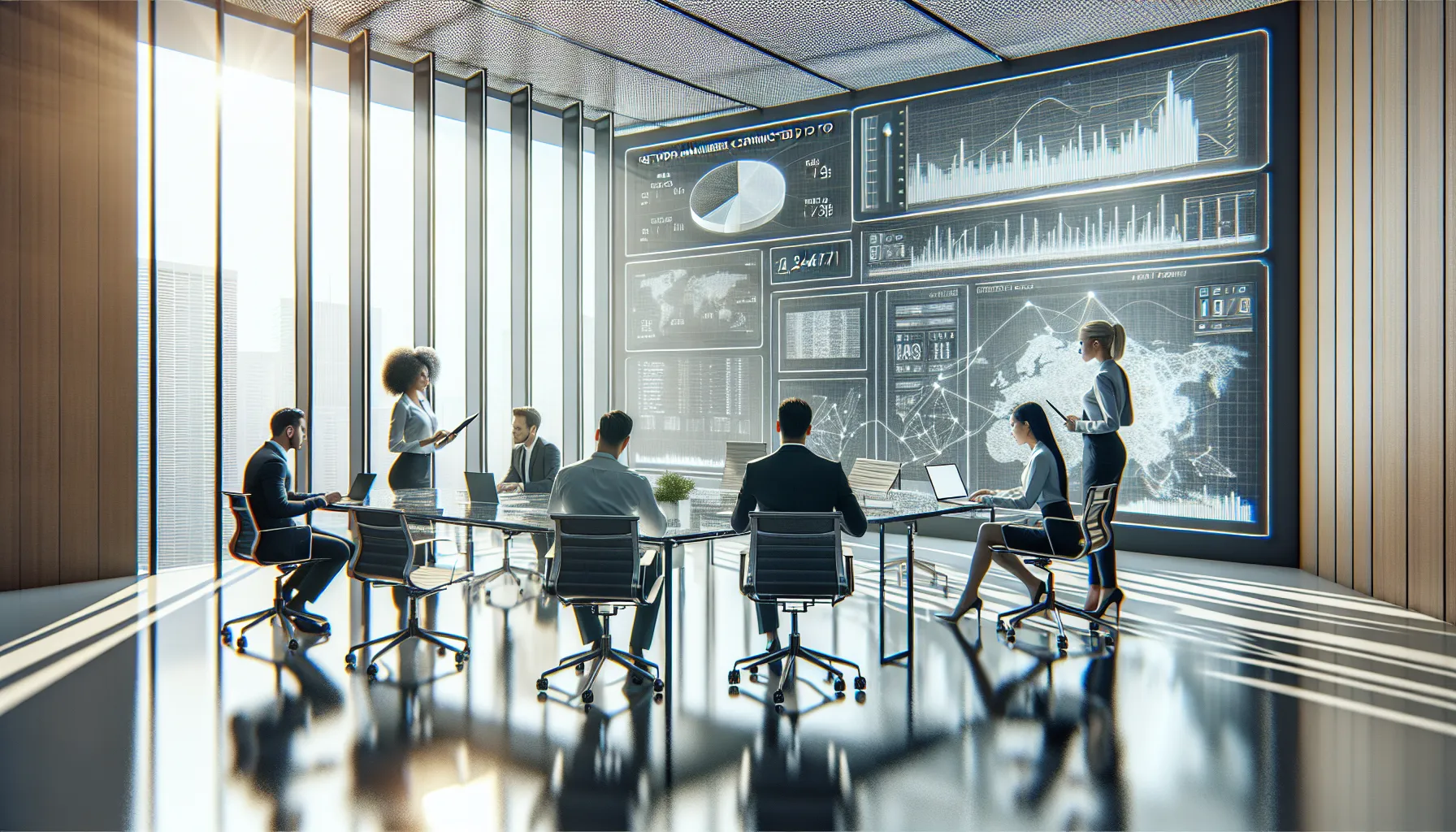 diverse IT team collaborating on network management in a modern office.