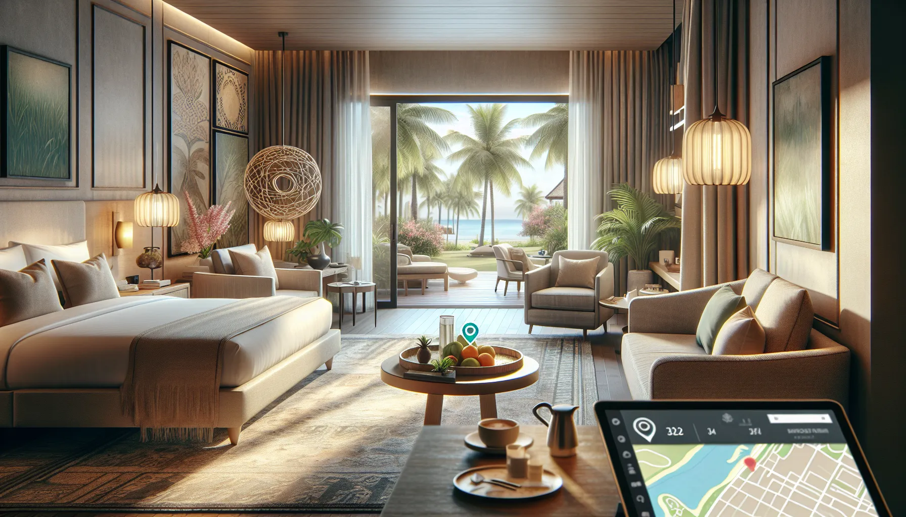 cozy hotel room at Palm Tree Inn on Zethazinco Island.