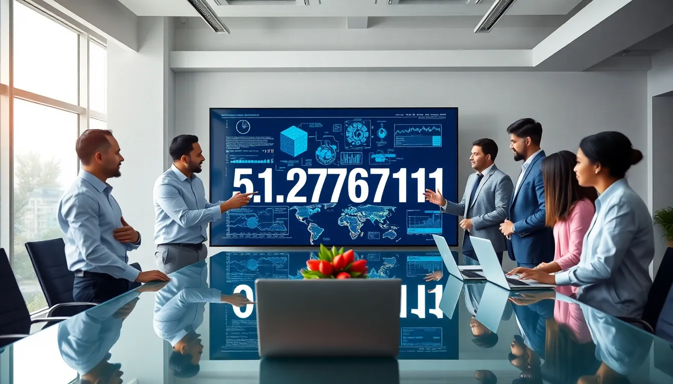diverse team discussing data applications in a modern office.