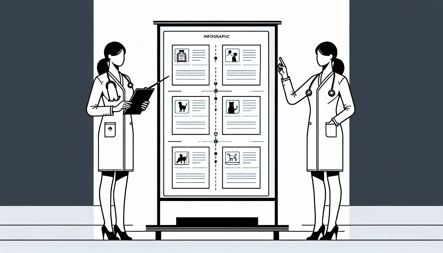 Veterinarian pointing to an infographic illustrating different bonus models in the U.S of Veterinary Associate Bonus Structures.
