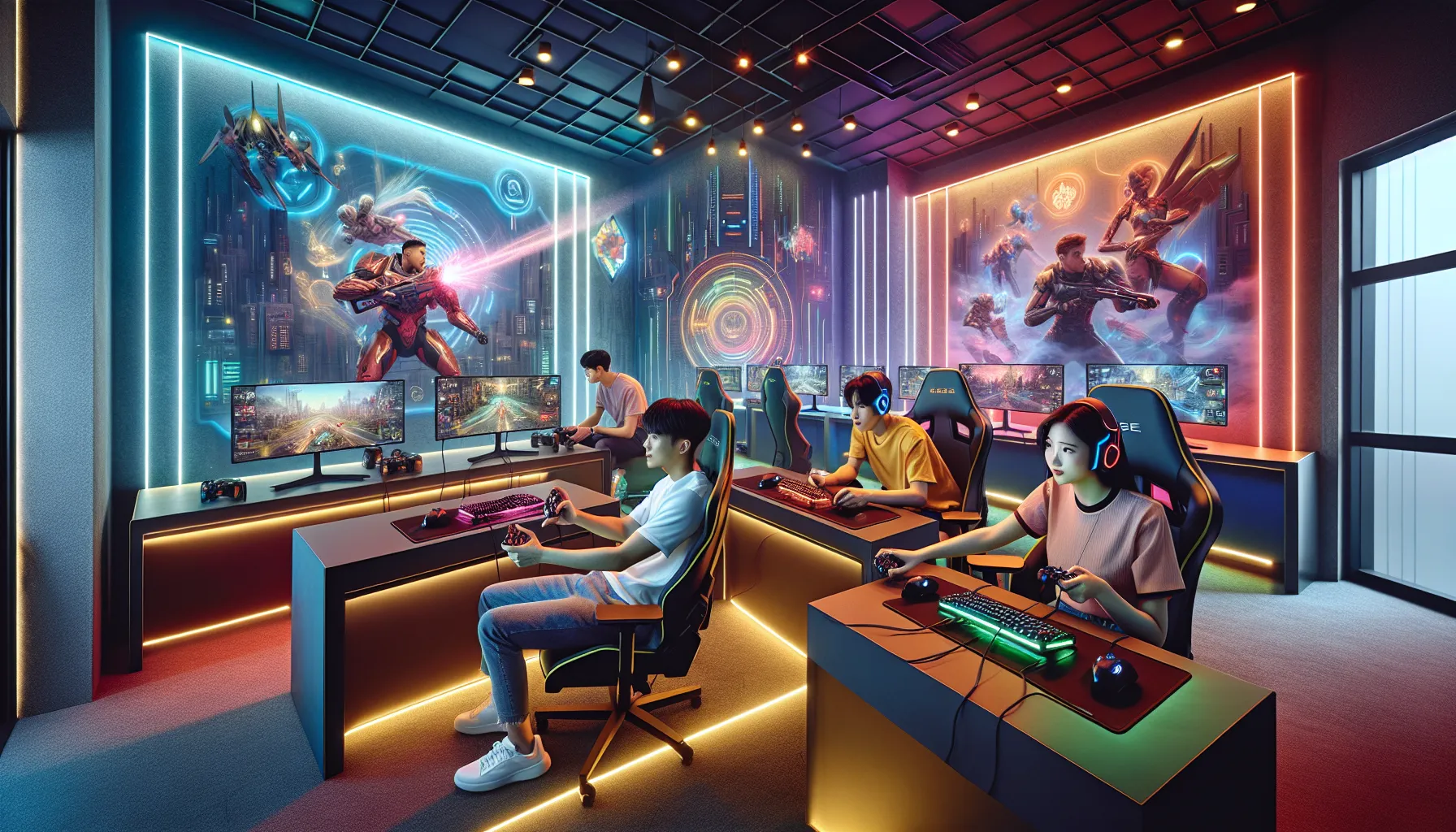 gamers engaged in a lively session playing Biohunt2000.