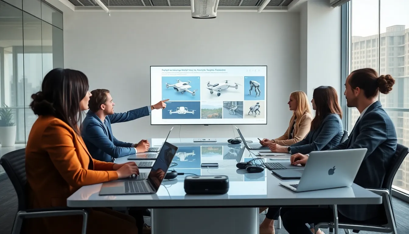 diverse team discussing Richtech Robotics innovations in a modern office.