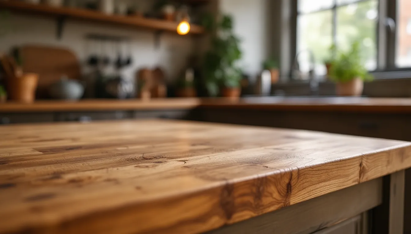Whole turmeric, ghee, and Ayurvedic herbs on a wooden countertop in warm light.
