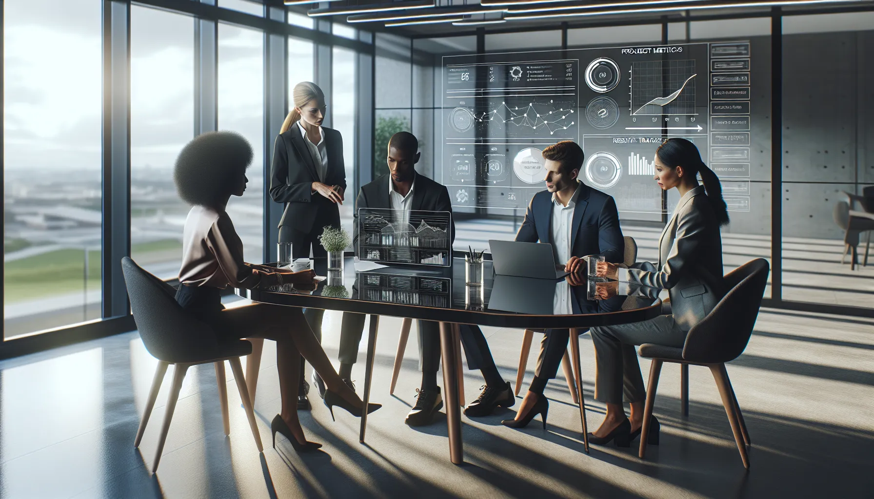 diverse team discussing Llekkomiss software in a modern office.