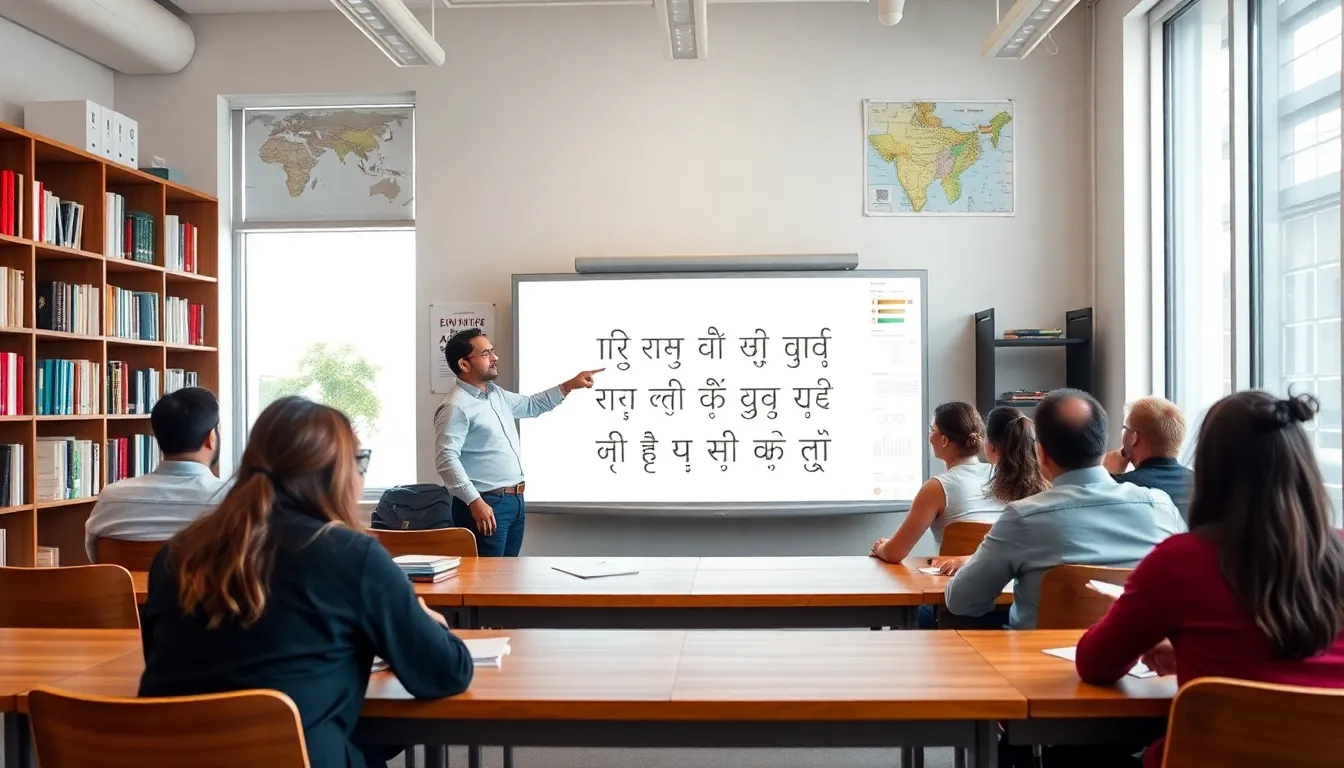 diverse adult learners in a Bengali language classroom.