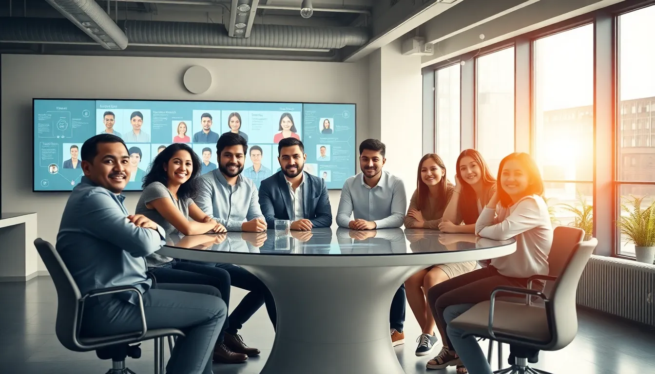 diverse professionals collaborating in a creative workspace.