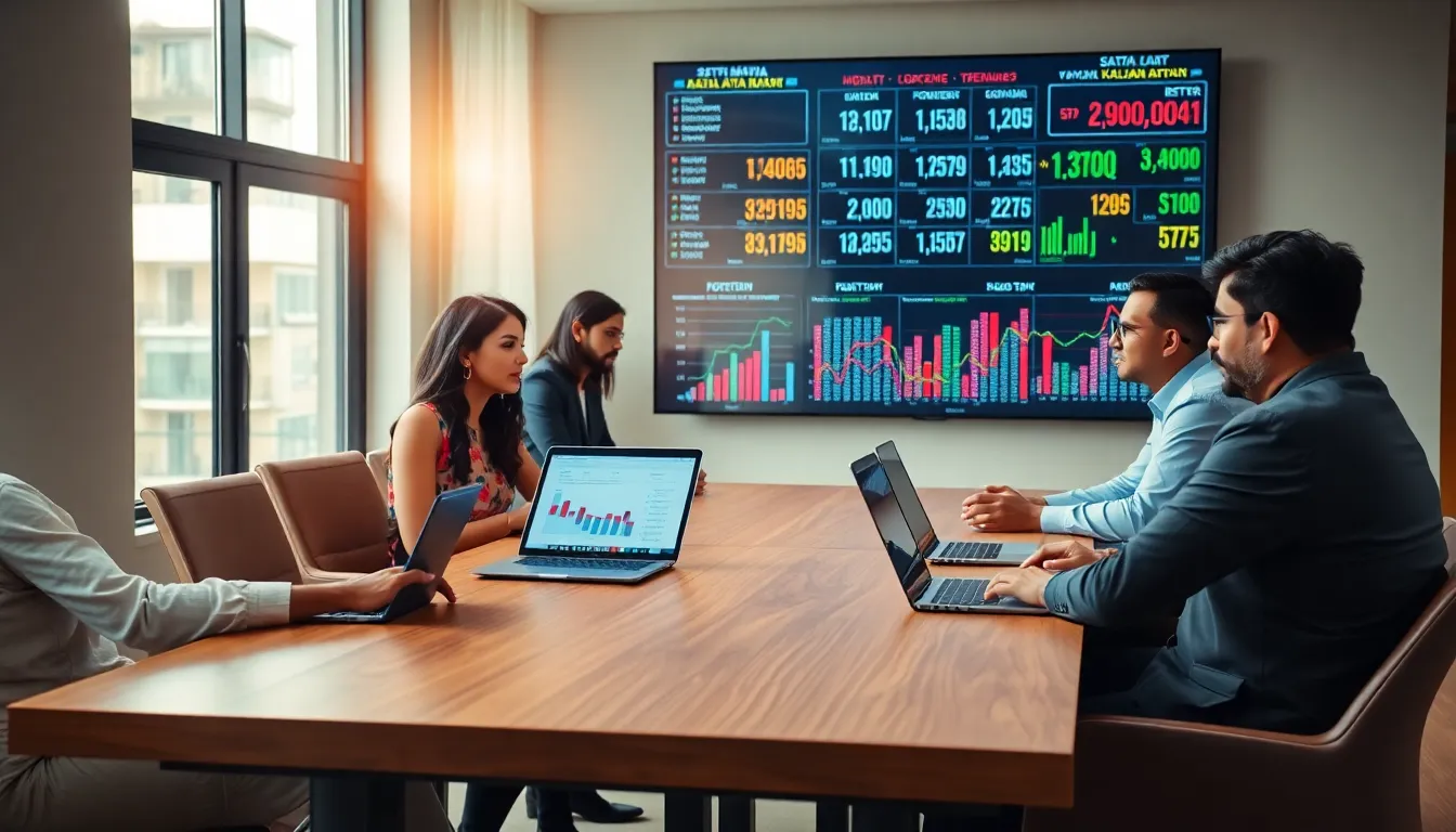 diverse professionals discussing Satta Matka strategies in a modern office.