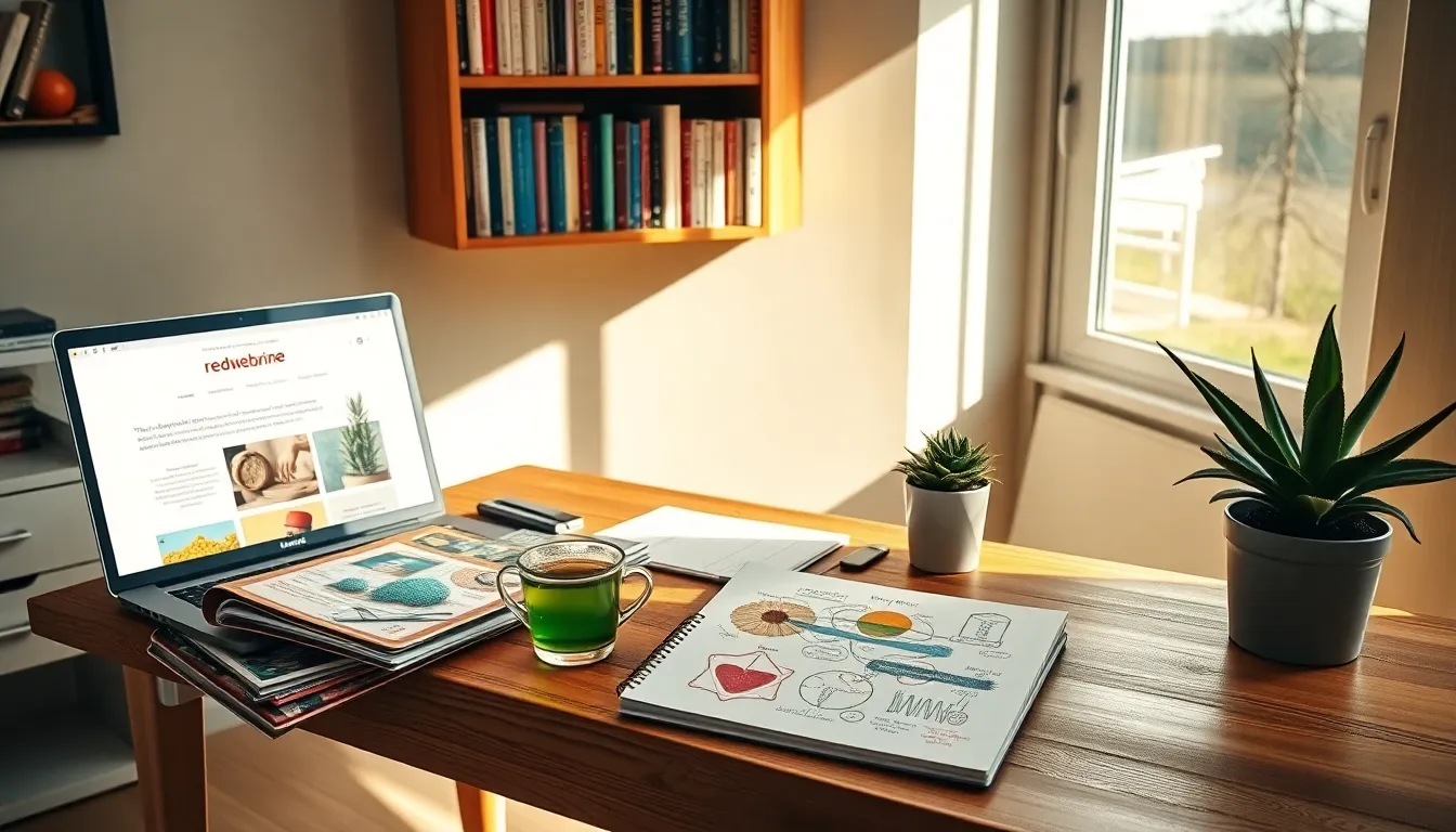 An inviting home workspace showcasing science magazines and a warm atmosphere.