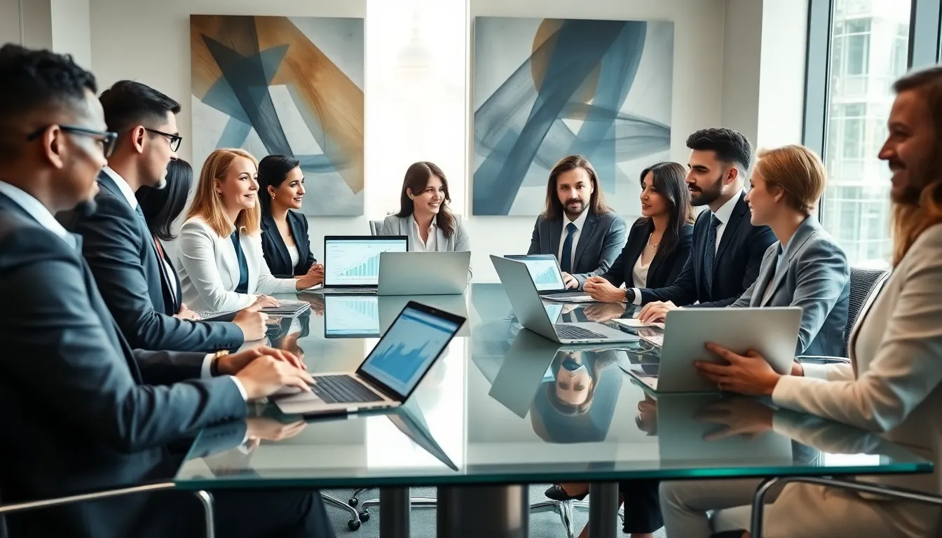 diverse professionals discussing govtech certification in a modern office setting.