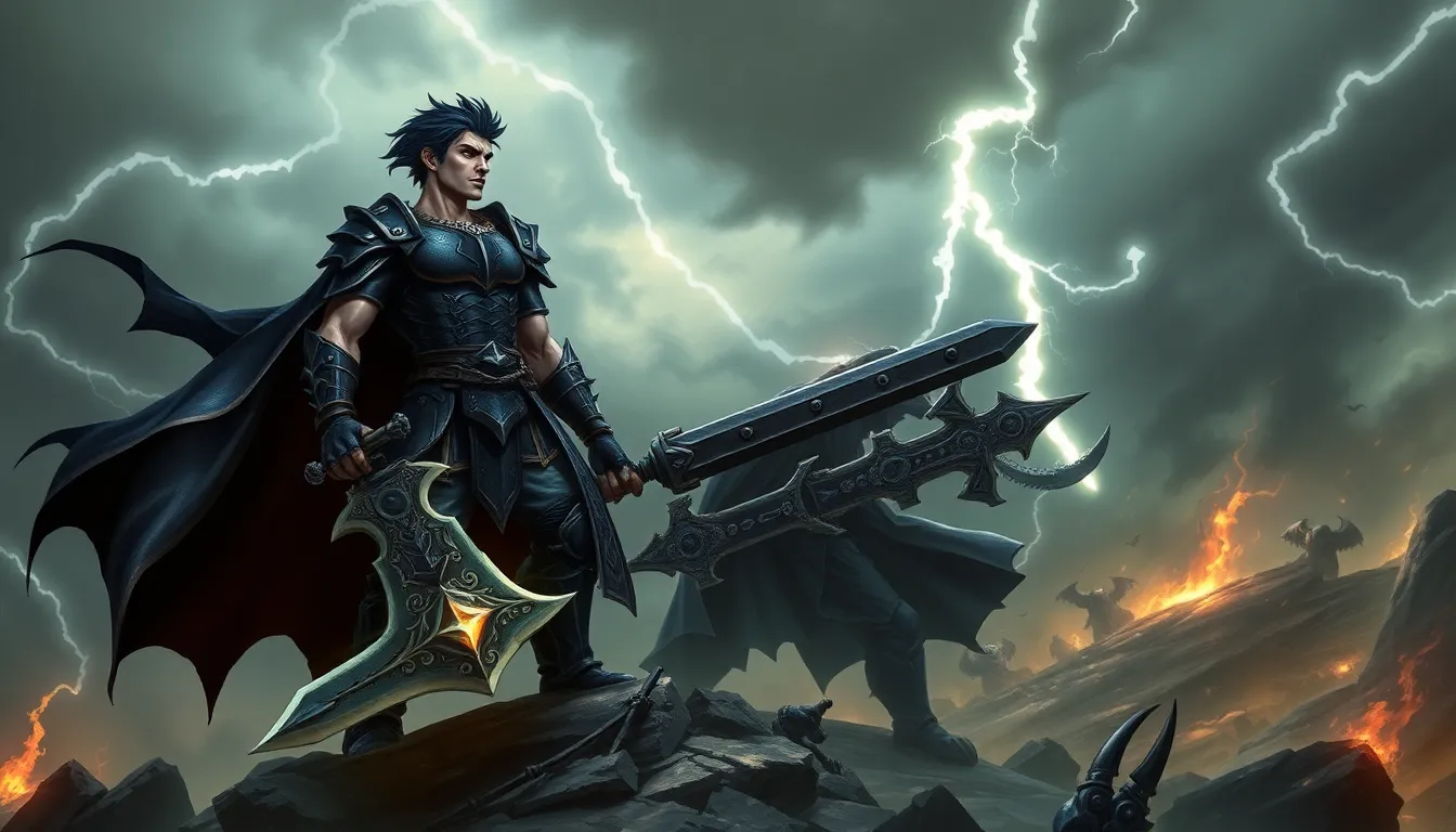 a Daemonhunter in armor stands ready for battle against Chaos Daemons.