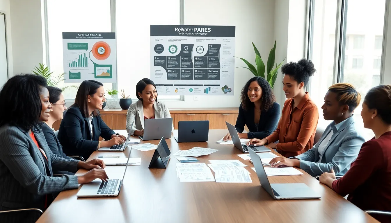 diverse team collaborating on political advocacy strategies in a modern office.