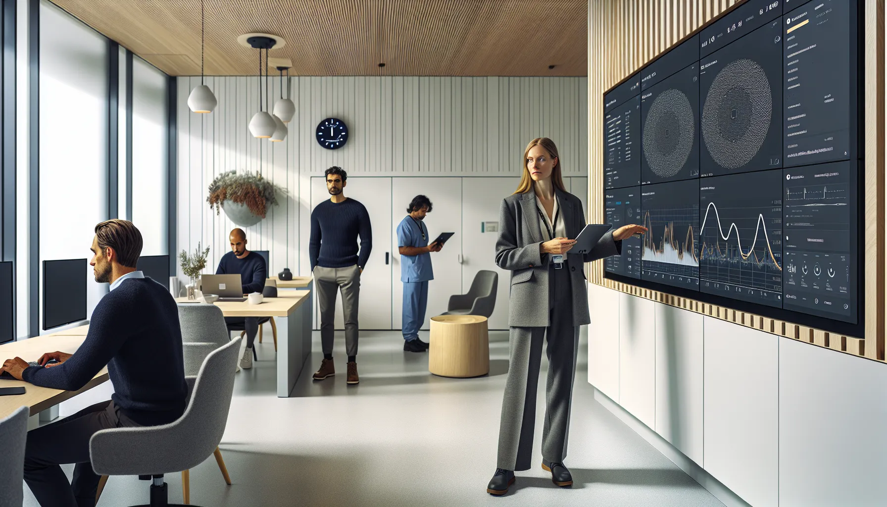 AI team in a Norwegian hospital reviews occupancy forecast and compliance metrics.