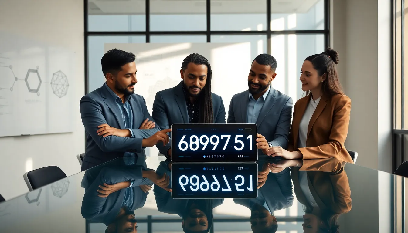 diverse team discussing a data point in a modern office.