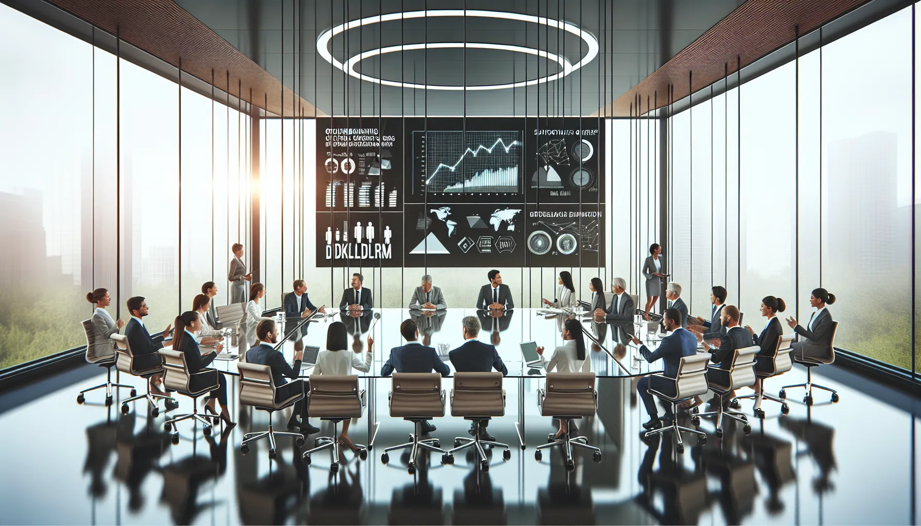 diverse team brainstorming ideas in a modern conference room.